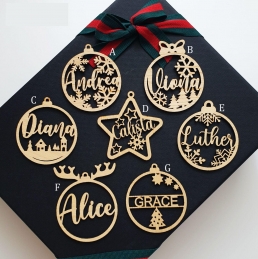 Christmas Wooden Ornament - Set of 6